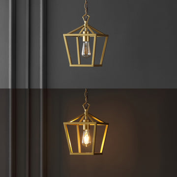 Oslin 8" Vintage Farmhouse Iron Chain Pagoda LED Pendant - JONATHAN Y